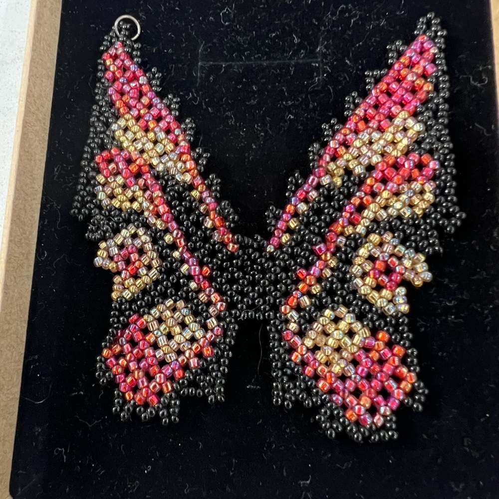 handcrafted 3” butterfly seed bead necklace piece